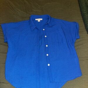 Monteau Blue Button-Up Blouse